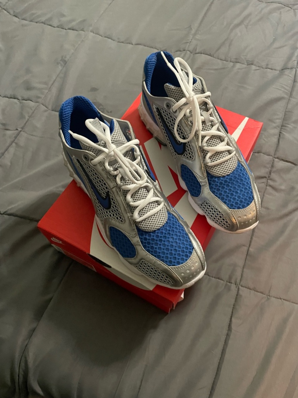 Nike Men’s Blue and Silver Mesh Panel Running Sneakers